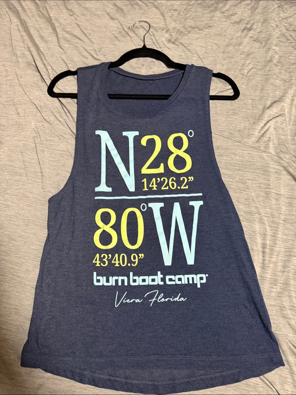 Burn Boot Camp Men’s Navy Tank Top with Coastal Coordinates
